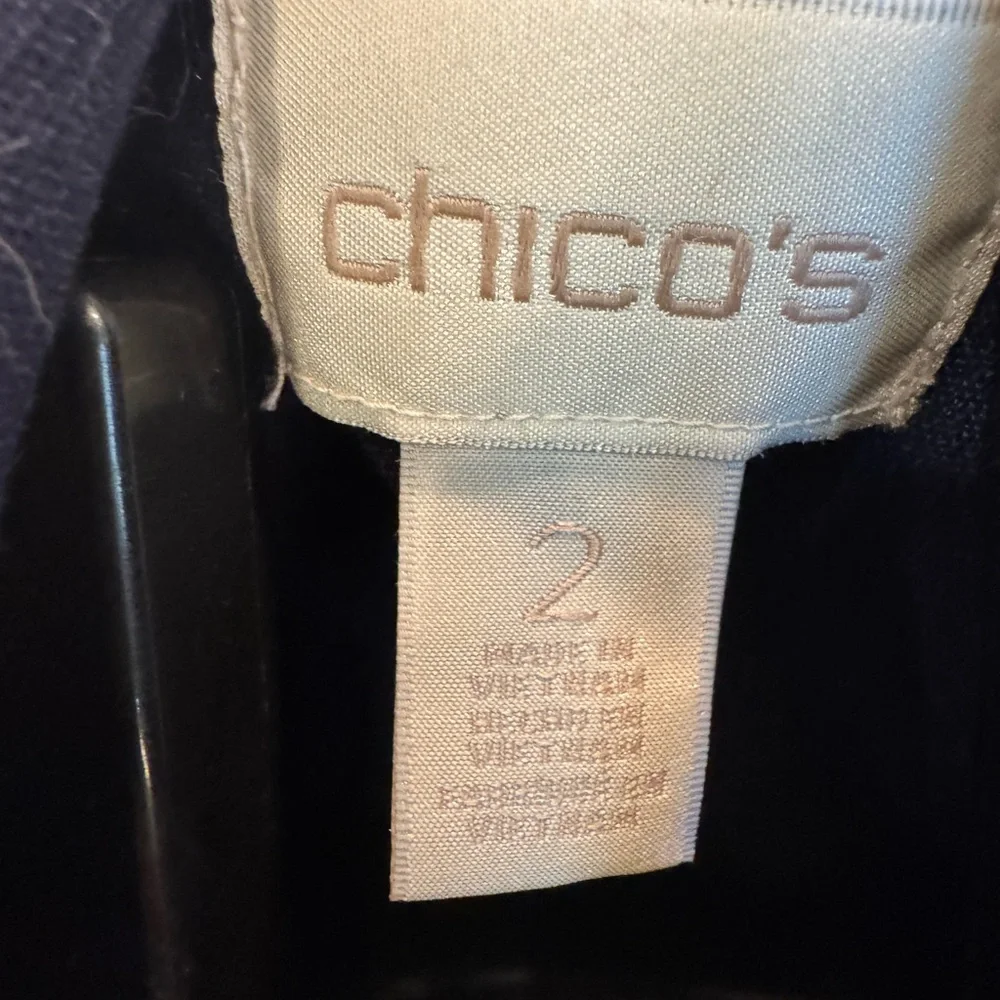 Chico's Navy Pea Coat with Gold Accents - Picture 9 of 9